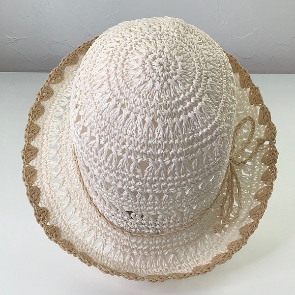 Augusta Hats Paper Crochet Hemmed Dual Color Packable Bowler Hat Size OS EUC - Picture 9 of 13